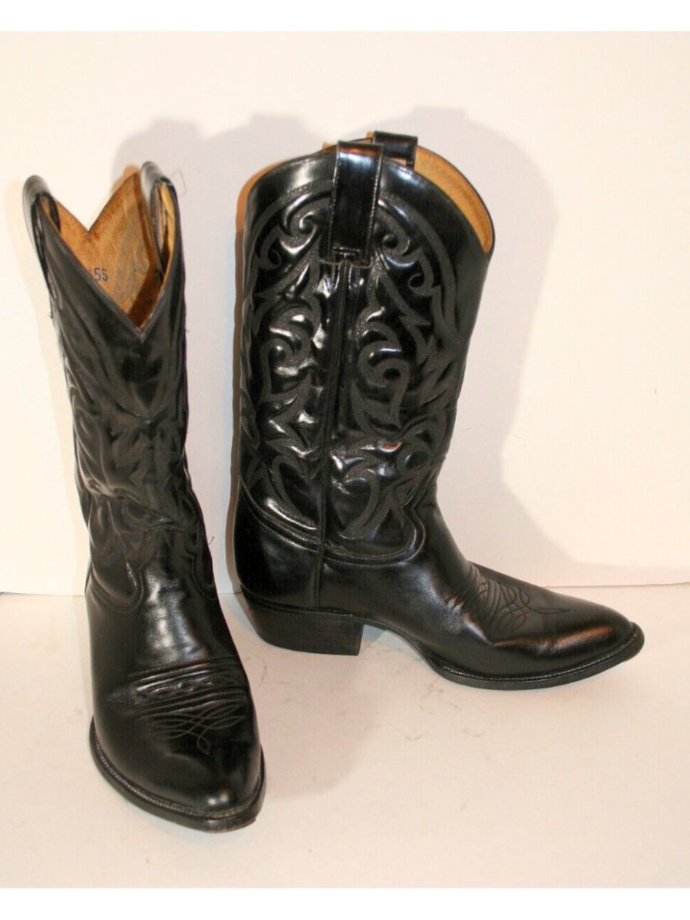 Vintage Rudel Black Leather Cowboy Boots Men's SZ: 10 Handcrafted Mexico Western